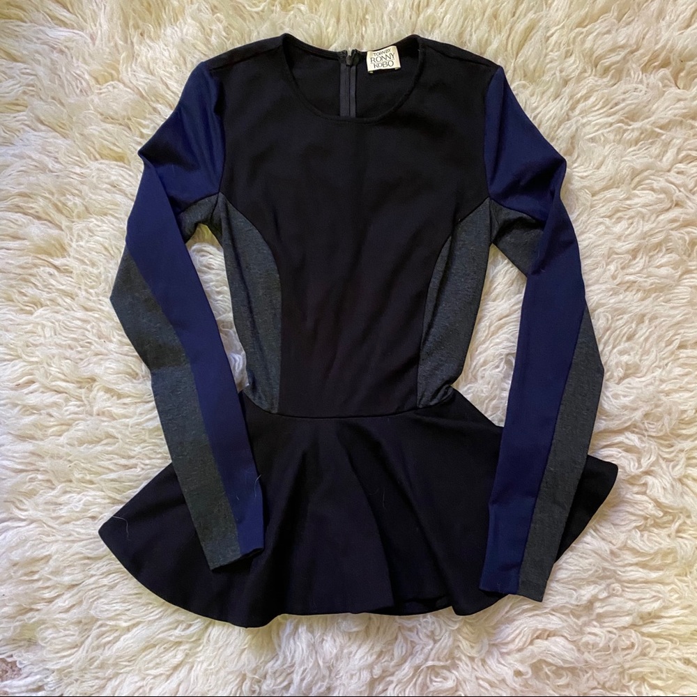 Torn by Ronny Kobo Judy Peplum Top LIKE NEW